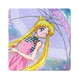 Магнит виниловый Квадрат с принтом Sailor Moon в Санкт-Петербурге, полимерный материал с магнитным слоем | размер 9*9 см, закругленные углы | baby | bunny | girl | like | pink | sailormoon | usagi | вода капли | воин | волосы | глаза | девушка | дождь | зайчик | зонтик | котик | кролик | лето | луна | малышка | матроска | небо | облака | природа | радуга | розовый