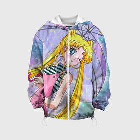 Детская куртка 3D с принтом Sailor Moon в Санкт-Петербурге, 100% полиэстер | застежка — молния, подол и капюшон оформлены резинкой с фиксаторами, по бокам — два кармана без застежек, один потайной карман на груди, плотность верхнего слоя — 90 г/м2; плотность флисового подклада — 260 г/м2 | Тематика изображения на принте: baby | bunny | girl | like | pink | sailormoon | usagi | вода капли | воин | волосы | глаза | девушка | дождь | зайчик | зонтик | котик | кролик | лето | луна | малышка | матроска | небо | облака | природа | радуга | розовый