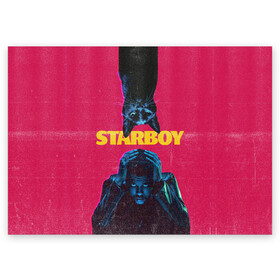 Поздравительная открытка с принтом STARBOY в Санкт-Петербурге, 100% бумага | плотность бумаги 280 г/м2, матовая, на обратной стороне линовка и место для марки
 | blinding lights | heartless | starboy | the weekend | уикенд