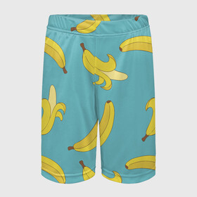Детские спортивные шорты 3D с принтом Банановый дождь в Санкт-Петербурге,  100% полиэстер
 | пояс оформлен широкой мягкой резинкой, ткань тянется
 | банан | банановый | бананы | здоровое питание | зп | овощи | паттерн | плод | плоды | фрукт | фрукты | ягоды