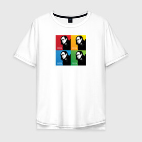 Мужская футболка хлопок Oversize с принтом Егор Летов в Санкт-Петербурге, 100% хлопок | свободный крой, круглый ворот, “спинка” длиннее передней части | гражданская оборона | егор летов | рок | уорхол