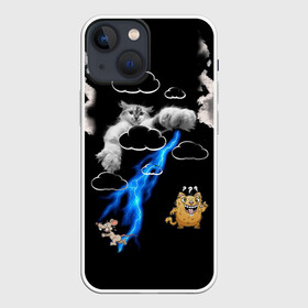 Чехол для iPhone 13 mini с принтом Грозовой, кошак (кара) в Санкт-Петербурге,  |  | глаза | грозовой | зубы | кот | кошак | красный | молнии | пламя | разряды | черный