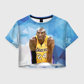 Женская футболка Crop-top 3D с принтом Kobe Bryant Lackers 24 blue в Санкт-Петербурге, 100% полиэстер | круглая горловина, длина футболки до линии талии, рукава с отворотами | 24 | 8 | black | blue | bryant | kobe | lackers 24 | lakers | mamba | mentality | баскетбол | брайант | детская | детскую | женская | женскую | коба | коби | купить | мамба | менталитет | мужская | мужскую | черная