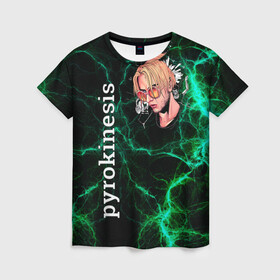 Женская футболка 3D с принтом pyrokinesis в Санкт-Петербурге, 100% полиэфир ( синтетическое хлопкоподобное полотно) | прямой крой, круглый вырез горловины, длина до линии бедер | pyrokinesis | андрей | исполнитель | пирокинезис | российский | рэп | хип хоп