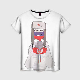 Женская футболка 3D с принтом Country Humans в Санкт-Петербурге, 100% полиэфир ( синтетическое хлопкоподобное полотно) | прямой крой, круглый вырез горловины, длина до линии бедер | countryhumans | картинки | персонаж | прикольные картинки