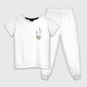 Детская пижама хлопок с принтом Lavanda в Санкт-Петербурге, 100% хлопок |  брюки и футболка прямого кроя, без карманов, на брюках мягкая резинка на поясе и по низу штанин
 | Тематика изображения на принте: лаванда | лавандовые цветы | милота | нежность | цветочки | цветы