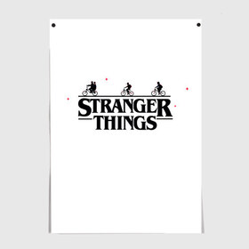 Постер с принтом STRANGER THINGS в Санкт-Петербурге, 100% бумага
 | бумага, плотность 150 мг. Матовая, но за счет высокого коэффициента гладкости имеет небольшой блеск и дает на свету блики, но в отличии от глянцевой бумаги не покрыта лаком | netflix | stranger things | trend | арт | герой | загадочные события | кино | лого | надпись | наука | нетфликс | очень странные дела | парню | персонаж | прикольная | ребенку | сериал | тренд | фантастика