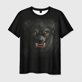Мужская футболка 3D с принтом Вервольф в Санкт-Петербурге, 100% полиэфир | прямой крой, круглый вырез горловины, длина до линии бедер | вервольф | волк | волк оборотень | волк рычит | волк скалится | волчица | волчьи зубы | волчья голова | волчья пасть | голова волка | лютоволк | оборотень | оскал волка | трусы с волк | хищный оскал