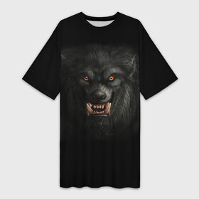 Платье-футболка 3D с принтом Вервольф в Санкт-Петербурге,  |  | вервольф | волк | волк оборотень | волк рычит | волк скалится | волчица | волчьи зубы | волчья голова | волчья пасть | голова волка | лютоволк | оборотень | оскал волка | трусы с волк | хищный оскал