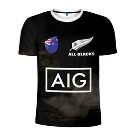 Мужская футболка 3D спортивная с принтом ALL BLACKS в Санкт-Петербурге, 100% полиэстер с улучшенными характеристиками | приталенный силуэт, круглая горловина, широкие плечи, сужается к линии бедра | all blacks | new zealandd | rugby | новая зеландия | олл блэкс | регби | хака