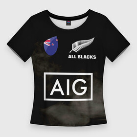 Женская футболка 3D Slim с принтом ALL BLACKS в Санкт-Петербурге,  |  | all blacks | new zealandd | rugby | новая зеландия | олл блэкс | регби | хака