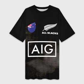 Платье-футболка 3D с принтом ALL BLACKS в Санкт-Петербурге,  |  | all blacks | new zealandd | rugby | новая зеландия | олл блэкс | регби | хака