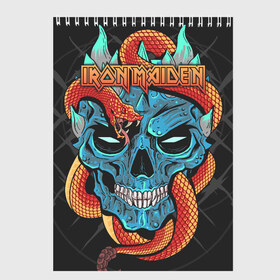 Скетчбук с принтом Iron Maiden в Санкт-Петербурге, 100% бумага
 | 48 листов, плотность листов — 100 г/м2, плотность картонной обложки — 250 г/м2. Листы скреплены сверху удобной пружинной спиралью | 80s | hardrock | heavy | iron | maiden | metal | pop | steve harris | the final frontier | uk | айрон | группа | железная дева | метал | мэйден | хеви