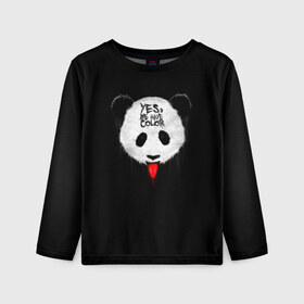 Детский лонгслив 3D с принтом _Panda_ в Санкт-Петербурге, 100% полиэстер | длинные рукава, круглый вырез горловины, полуприлегающий силуэт
 | color | have | hunter | panda | text | we | yes | австралия | арт | бе | высунула | глаза | голова | да | дикое | есть | животное | лбу | млекопитающее | на | надпись | нас | нос | охотник | панда | панды | показывает