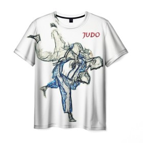 Мужская футболка 3D с принтом Борьба Дзюдо в Санкт-Петербурге, 100% полиэфир | прямой крой, круглый вырез горловины, длина до линии бедер | Тематика изображения на принте: 23 февраля | judo | sport | борьба | дзюдо | единоборства | спорт