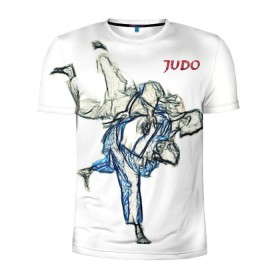 Мужская футболка 3D спортивная с принтом Борьба Дзюдо в Санкт-Петербурге, 100% полиэстер с улучшенными характеристиками | приталенный силуэт, круглая горловина, широкие плечи, сужается к линии бедра | 23 февраля | judo | sport | борьба | дзюдо | единоборства | спорт