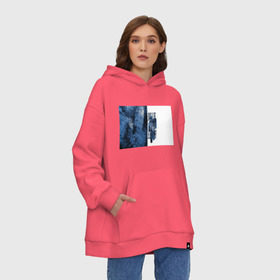 Худи SuperOversize хлопок с принтом billie eilish в Санкт-Петербурге, 70% хлопок, 30% полиэстер, мягкий начес внутри | карман-кенгуру, эластичная резинка на манжетах и по нижней кромке, двухслойный капюшон
 | alternative | bad guy | billie | billie eilish | billie eilish live | darkroom | eilish | records | абстракци | линии | узор | цвет