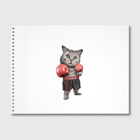 Альбом для рисования с принтом Кот боксёр в Санкт-Петербурге, 100% бумага
 | матовая бумага, плотность 200 мг. | Тематика изображения на принте: арт | животные | искусство | картинка | рисунок