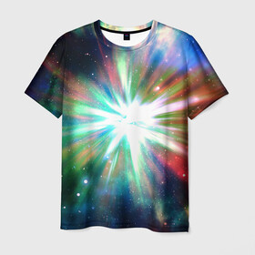 Мужская футболка 3D с принтом Космическая вспышка в Санкт-Петербурге, 100% полиэфир | прямой крой, круглый вырез горловины, длина до линии бедер | astronomy | астрономия | вселенная | вселенский | вспышка | вспышки | галактика | звезда | звёзды | космическая | космос | пространство | свет | светящиеся | светящийся | яркий | яркость