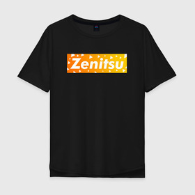 Мужская футболка хлопок Oversize с принтом ZENITSU  в Санкт-Петербурге, 100% хлопок | свободный крой, круглый ворот, “спинка” длиннее передней части | demon slayer | kimetsu no yaiba | nezuko | shinobu | slayer | tanjiro | zenitsu | гию томиока | зенитцу | иноске хашибира | клинок рассекающий демонов | незуко | танджиро | шинобу кочо