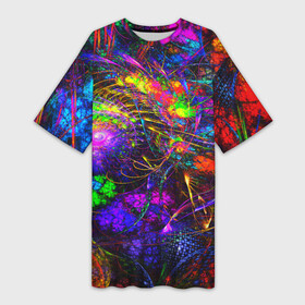 Платье-футболка 3D с принтом НЕОНОВЫЕ КРАСКИ в Санкт-Петербурге,  |  | Тематика изображения на принте: abstract | abstraction | color | fractal | geometry | paitnt | polygon | polygonal | psy | абстракция | геометрия | краски | неоновые | полигоны | психоделика | фрактал
