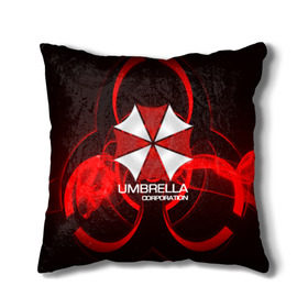 Подушка 3D с принтом Umbrella Corp в Санкт-Петербурге, наволочка – 100% полиэстер, наполнитель – холлофайбер (легкий наполнитель, не вызывает аллергию). | состоит из подушки и наволочки. Наволочка на молнии, легко снимается для стирки | biohazard | biohazard 7 | crocodile | fang | game | hand | monster | new umbrella | resident evil | resident evil 7 | umbrella | umbrella corp | umbrella corporation | zombie | обитель