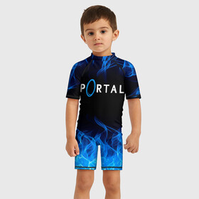 Детский купальный костюм 3D с принтом PORTAL. в Санкт-Петербурге, Полиэстер 85%, Спандекс 15% | застежка на молнии на спине | aperture science | black mesa xen | half life | portal | portal 2 | valve | игра | портал