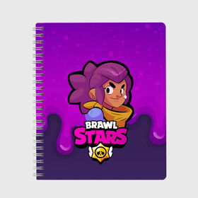 Тетрадь с принтом Brawl stars Шелли в Санкт-Петербурге, 100% бумага | 48 листов, плотность листов — 60 г/м2, плотность картонной обложки — 250 г/м2. Листы скреплены сбоку удобной пружинной спиралью. Уголки страниц и обложки скругленные. Цвет линий — светло-серый
 | brawl | brawl stars | brawlstars | brawl_stars | jessie | бравл | бравлстарс | ворон | джеси | шелли