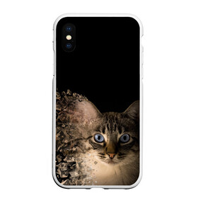 Чехол для iPhone XS Max матовый с принтом Disintegrating Cat в Санкт-Петербурге, Силикон | Область печати: задняя сторона чехла, без боковых панелей | Тематика изображения на принте: cat | азулес | атомный кот | голубоглазая кошка | голубоглазый кот | голубоглазый котик | кот | кот к | кот распадающийся на атомы | кот с голубыми глазами | котик | котэ | кошак | кошачий портрет