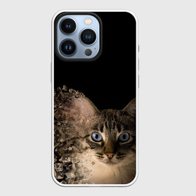 Чехол для iPhone 13 Pro с принтом Disintegrating Cat в Санкт-Петербурге,  |  | Тематика изображения на принте: cat | азулес | атомный кот | голубоглазая кошка | голубоглазый кот | голубоглазый котик | кот | кот к | кот распадающийся на атомы | кот с голубыми глазами | котик | котэ | кошак | кошачий портрет