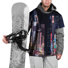 Накидка на куртку 3D с принтом Ночной Токио в Санкт-Петербурге, 100% полиэстер |  | Тематика изображения на принте: город | города | дома | здания | иероглифы | надписи | небо | неон | ночь | огни | страны | сумерки | улица | фонари | япония