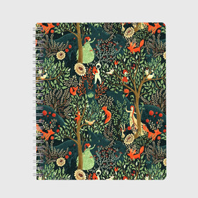 Тетрадь с принтом Abstraction Pattern в Санкт-Петербурге, 100% бумага | 48 листов, плотность листов — 60 г/м2, плотность картонной обложки — 250 г/м2. Листы скреплены сбоку удобной пружинной спиралью. Уголки страниц и обложки скругленные. Цвет линий — светло-серый
 | abstraction pattern | forest | fox | girl | абстракция | лес | лисы | паттерн | узор