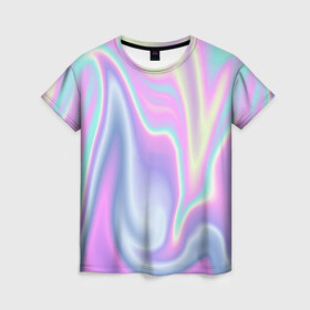 Женская футболка 3D с принтом Vaporwave в Санкт-Петербурге, 100% полиэфир ( синтетическое хлопкоподобное полотно) | прямой крой, круглый вырез горловины, длина до линии бедер | abstraction | vaporwave | абстракция | узор