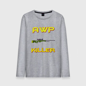 Мужской лонгслив хлопок с принтом AWP killer 2 в Санкт-Петербурге, 100% хлопок |  | awp | counter strike | counter strike global offensive | cs | cs go | go | killer | sniper | авп | контра | кс | кс го | слон | снайпер | снайперская винтовка