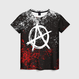Женская футболка 3D с принтом АНАРХИЯ в Санкт-Петербурге, 100% полиэфир ( синтетическое хлопкоподобное полотно) | прямой крой, круглый вырез горловины, длина до линии бедер | anarchy | riot | rock | анархия | бунт | знаки | музыка | панки | рок | символ