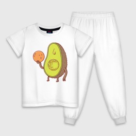 Детская пижама хлопок с принтом Авокадо в Санкт-Петербурге, 100% хлопок |  брюки и футболка прямого кроя, без карманов, на брюках мягкая резинка на поясе и по низу штанин
 | Тематика изображения на принте: avocado | vegan | vegetarian | авокадо | веган | вегетарианство