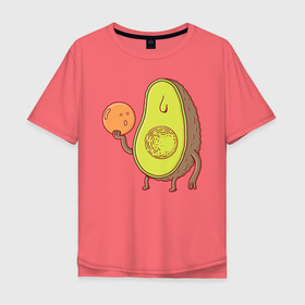 Мужская футболка хлопок Oversize с принтом Авокадо в Санкт-Петербурге, 100% хлопок | свободный крой, круглый ворот, “спинка” длиннее передней части | avocado | vegan | vegetarian | авокадо | веган | вегетарианство