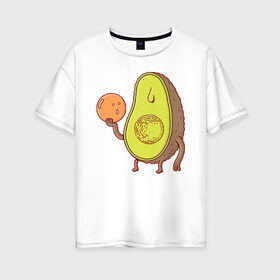 Женская футболка хлопок Oversize с принтом Авокадо в Санкт-Петербурге, 100% хлопок | свободный крой, круглый ворот, спущенный рукав, длина до линии бедер
 | avocado | vegan | vegetarian | авокадо | веган | вегетарианство