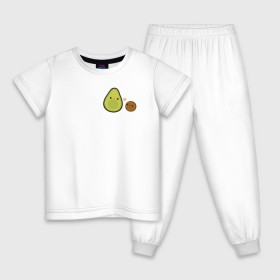 Детская пижама хлопок с принтом Авокадо в Санкт-Петербурге, 100% хлопок |  брюки и футболка прямого кроя, без карманов, на брюках мягкая резинка на поясе и по низу штанин
 | Тематика изображения на принте: avocado | vegan | vegetarian | авокадо | веган | вегетарианство