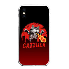 Чехол для iPhone XS Max матовый с принтом CATZILLA в Санкт-Петербурге, Силикон | Область печати: задняя сторона чехла, без боковых панелей | catzilla | годзилла | кот | котик | кошка | кэтзилла | мимими | прикол | прикольная