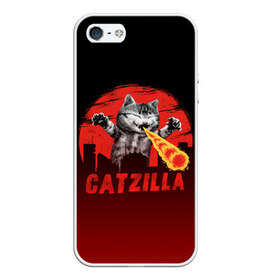 Чехол для iPhone 5/5S матовый с принтом CATZILLA в Санкт-Петербурге, Силикон | Область печати: задняя сторона чехла, без боковых панелей | catzilla | годзилла | кот | котик | кошка | кэтзилла | мимими | прикол | прикольная