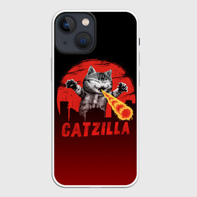 Чехол для iPhone 13 mini с принтом CATZILLA | КЭТЗИЛЛА в Санкт-Петербурге,  |  | Тематика изображения на принте: catzilla | годзилла | кот | котик | кошка | кэтзилла | мимими | прикол | прикольная