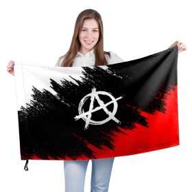 Флаг 3D с принтом АНАРХИЯ в Санкт-Петербурге, 100% полиэстер | плотность ткани — 95 г/м2, размер — 67 х 109 см. Принт наносится с одной стороны | anarchy | riot | rock | анархия | бунт | знаки | музыка | панки | рок | символ