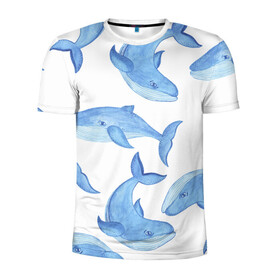 Мужская футболка 3D спортивная с принтом Косяк китов в Санкт-Петербурге, 100% полиэстер с улучшенными характеристиками | приталенный силуэт, круглая горловина, широкие плечи, сужается к линии бедра | Тематика изображения на принте: арт | карандашом | кит | киты | красками | море | моря | океан | океаны | под водой | рисунок