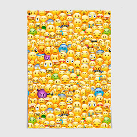 Постер с принтом Смайлики Emoji в Санкт-Петербурге, 100% бумага
 | бумага, плотность 150 мг. Матовая, но за счет высокого коэффициента гладкости имеет небольшой блеск и дает на свету блики, но в отличии от глянцевой бумаги не покрыта лаком | emoji | smile | sticker | грусть | любовь | печаль | плачь | смайлики | стикеры | текстура | улыбка | эмоджи | эмодзи