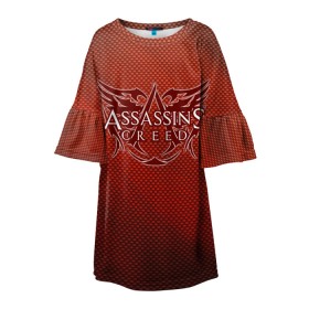 Детское платье 3D с принтом Assassin’s Creed. в Санкт-Петербурге, 100% полиэстер | прямой силуэт, чуть расширенный к низу. Круглая горловина, на рукавах — воланы | game | stream | ассасин крид | ассасинc | ассасины | видеоигра | война | дезмонд майлс | игра | стрим | тамплиеры