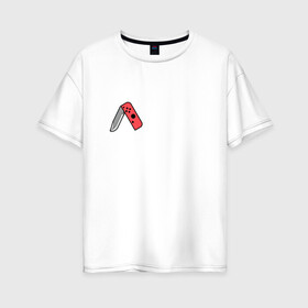 Женская футболка хлопок Oversize с принтом Nintendo knife в Санкт-Петербурге, 100% хлопок | свободный крой, круглый ворот, спущенный рукав, длина до линии бедер
 | nintendo | nintendo switch | игра | игровая приставка | консоль | нинтендо свитч | нож | прикольная картинка