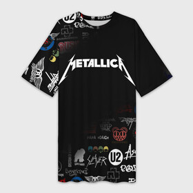 Платье-футболка 3D с принтом Metallica | Металлика (Z) в Санкт-Петербурге,  |  | james alan hetfield | джеймс хетфилд | кирк хэмметт | ларс ульрих | металлика | музыка | роберт трухильо | трэш метал | хеви метал