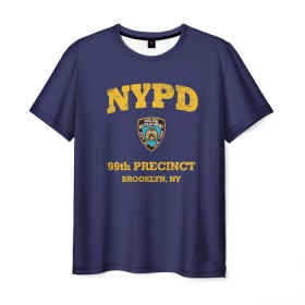 Мужская футболка 3D с принтом Бруклин 9-9 департамент NYPD в Санкт-Петербурге, 100% полиэфир | прямой крой, круглый вырез горловины, длина до линии бедер | 99 | brooklyn 99 | police | бруклин | бруклин 9 9 | девять девять | департамент | джейк | джеффордс | значок | логотип | нью йорк | перальта | сериал | терри | чарльз бойл