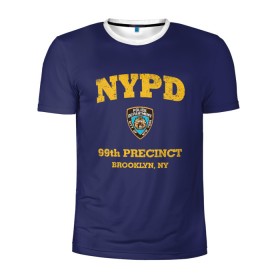 Мужская футболка 3D спортивная с принтом Бруклин 9-9 департамент NYPD в Санкт-Петербурге, 100% полиэстер с улучшенными характеристиками | приталенный силуэт, круглая горловина, широкие плечи, сужается к линии бедра | Тематика изображения на принте: 99 | brooklyn 99 | police | бруклин | бруклин 9 9 | девять девять | департамент | джейк | джеффордс | значок | логотип | нью йорк | перальта | сериал | терри | чарльз бойл